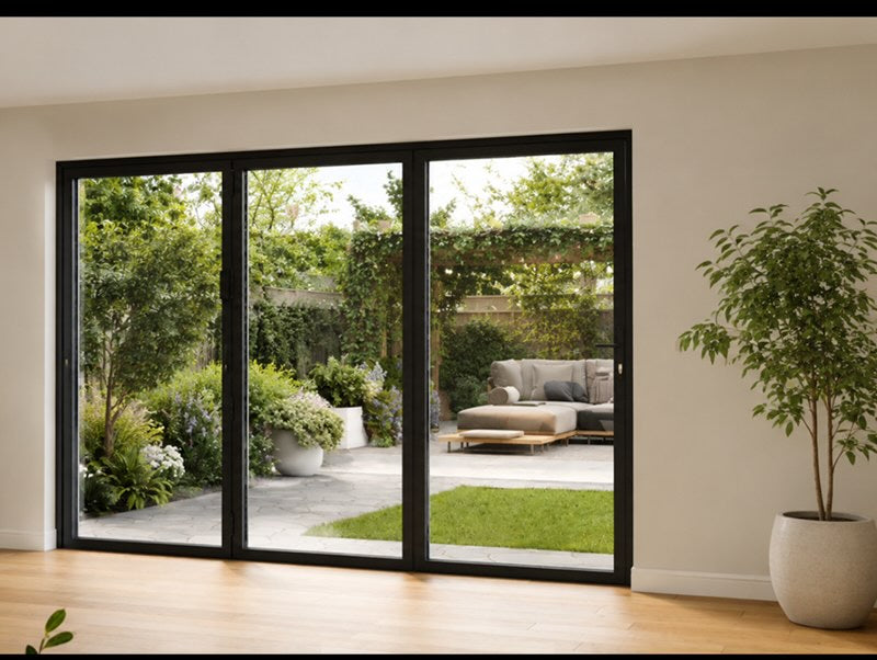 Aluminum Bifold Door  108″Wx80″H – OUT SWING FROM EXTERIOR VIEW