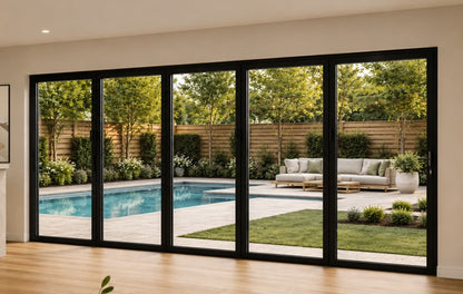 Aluminum Bifold Door 168″Wx80″H – OUT SWING FROM EXTERIOR VIEW