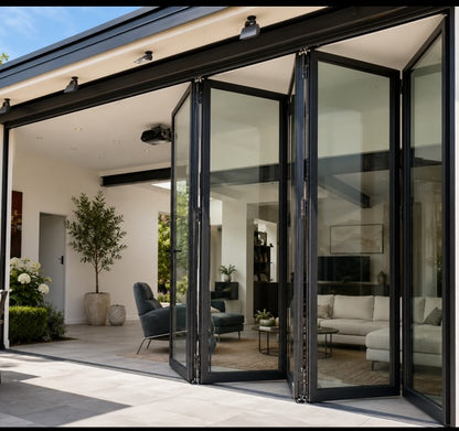 Aluminum Bifold Door 192″Wx80″H – OUT SWING FROM EXTERIOR VIEW
