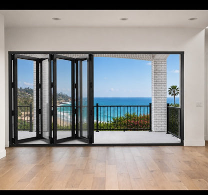 Aluminum Bifold Door 168″Wx80″H – OUT SWING FROM EXTERIOR VIEW