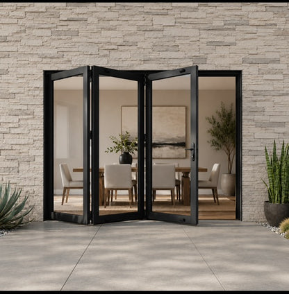 Aluminum Bifold Door 108″Wx96″H – OUT SWING FROM EXTERIOR VIEW