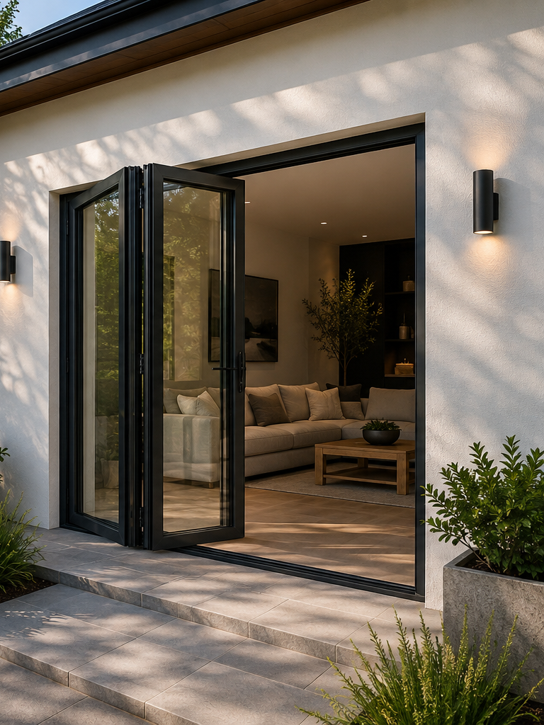 Aluminum Bifold Door 72″Wx96″H – OUT SWING FROM EXTERIOR VIEW