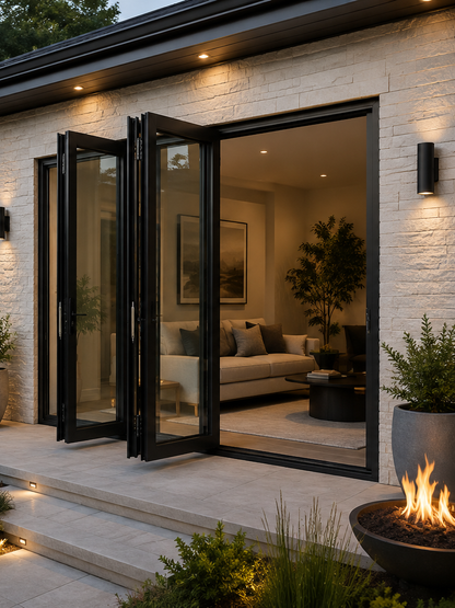 Aluminum Bifold Door 96″Wx80″H – OUT SWING FROM EXTERIOR VIEW