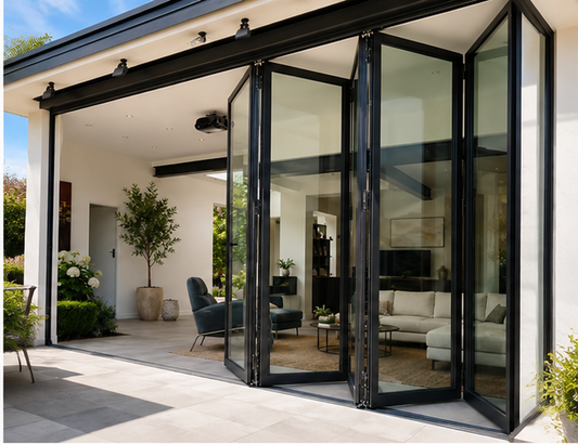 Aluminum Bifold Door 216″Wx80″H – OUT SWING FROM EXTERIOR VIEW