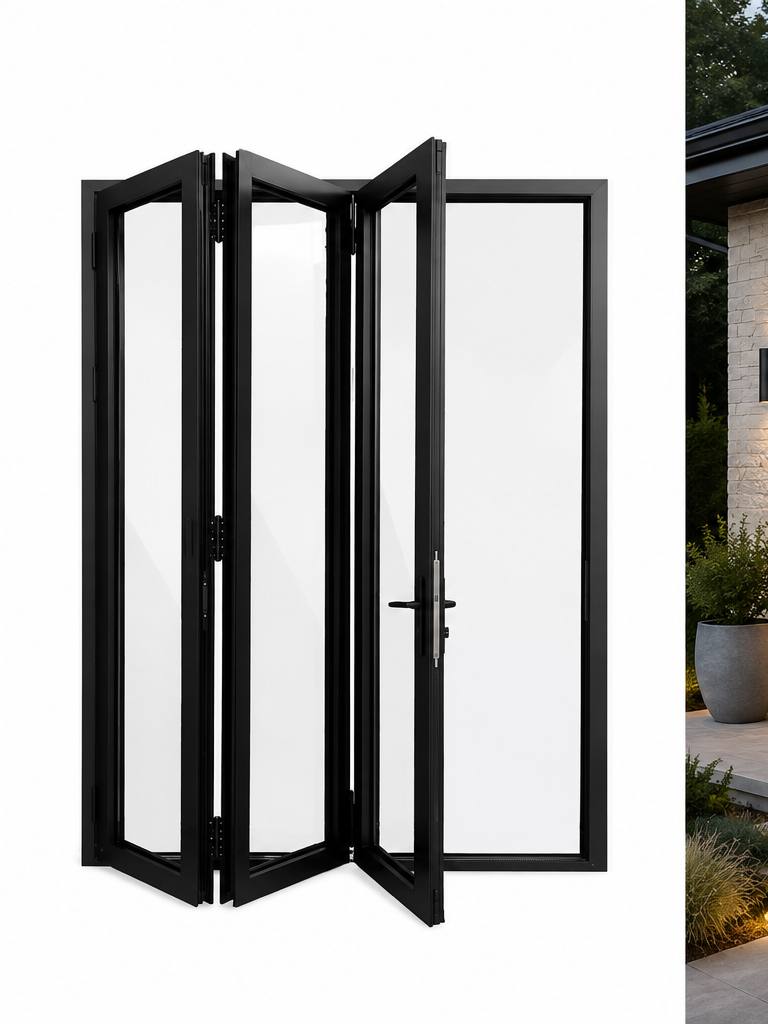 Aluminum Bifold Door 96″Wx96″H – OUT SWING FROM EXTERIOR VIEW