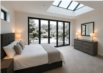 Aluminum Bifold Door 144″Wx80″H – OUT SWING FROM EXTERIOR VIEW