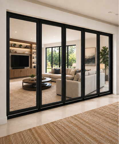 Aluminum Bifold Door 144″Wx80″H – OUT SWING FROM EXTERIOR VIEW